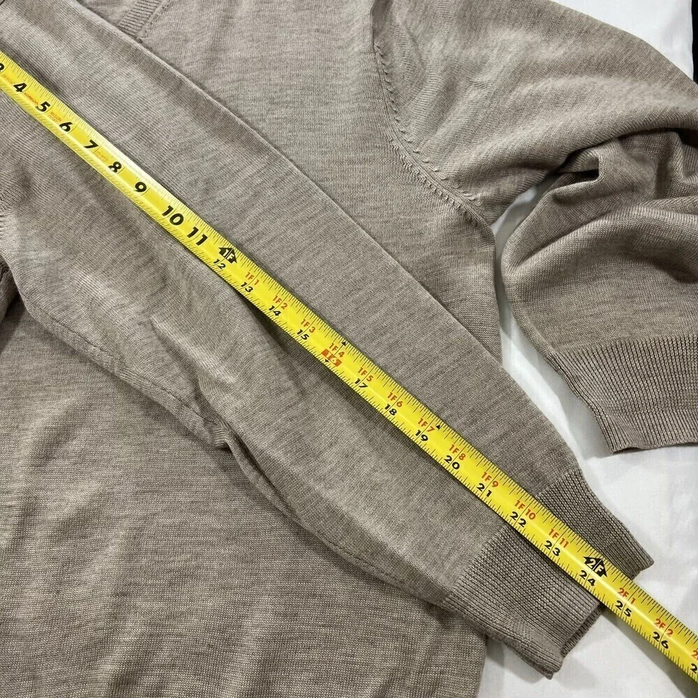 Jos A Bank Sweater Beige Merino Wool Blend V Neck Pullover Long Sleeve Men Sz XL